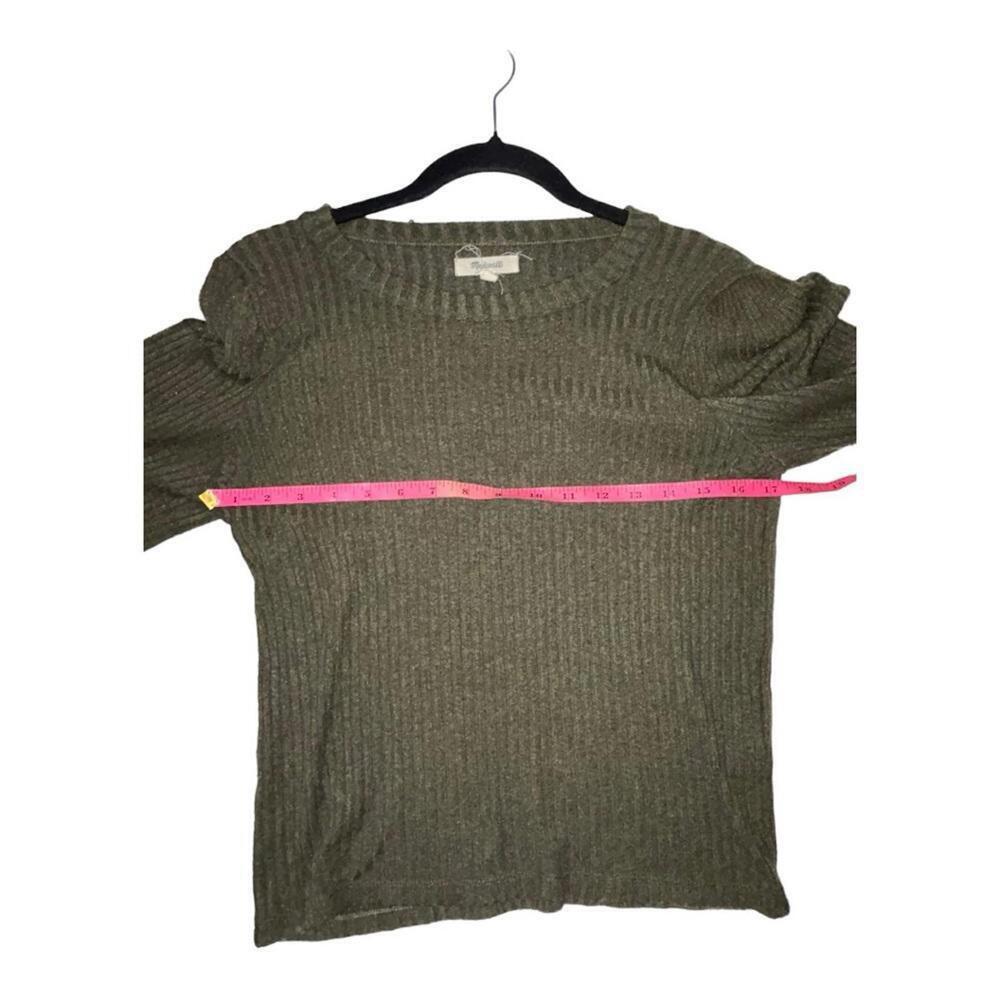 Madewell l Olive Brushed Rib Pleat-Sleeve Top Small - Picture 4 of 8